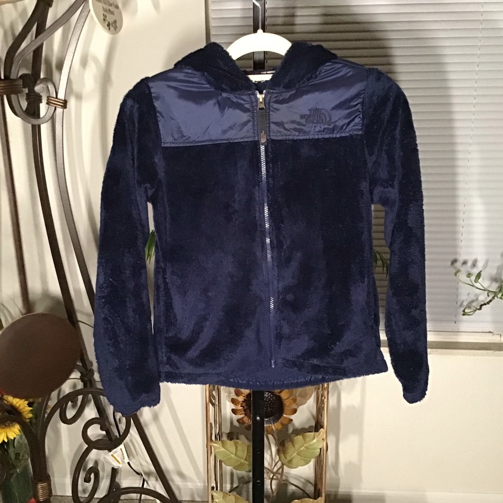 THE NORTH FACE BIG GIRL ‘OSO’ FLEECE LOVED MONTAGUE BLUE SIGNATURE ZIP UP HOODIE